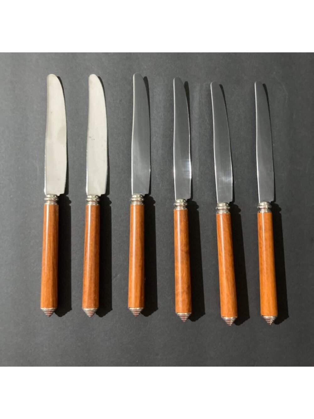 Set Of 6 Modigliani Stainless Steel Knives With Brown Handles